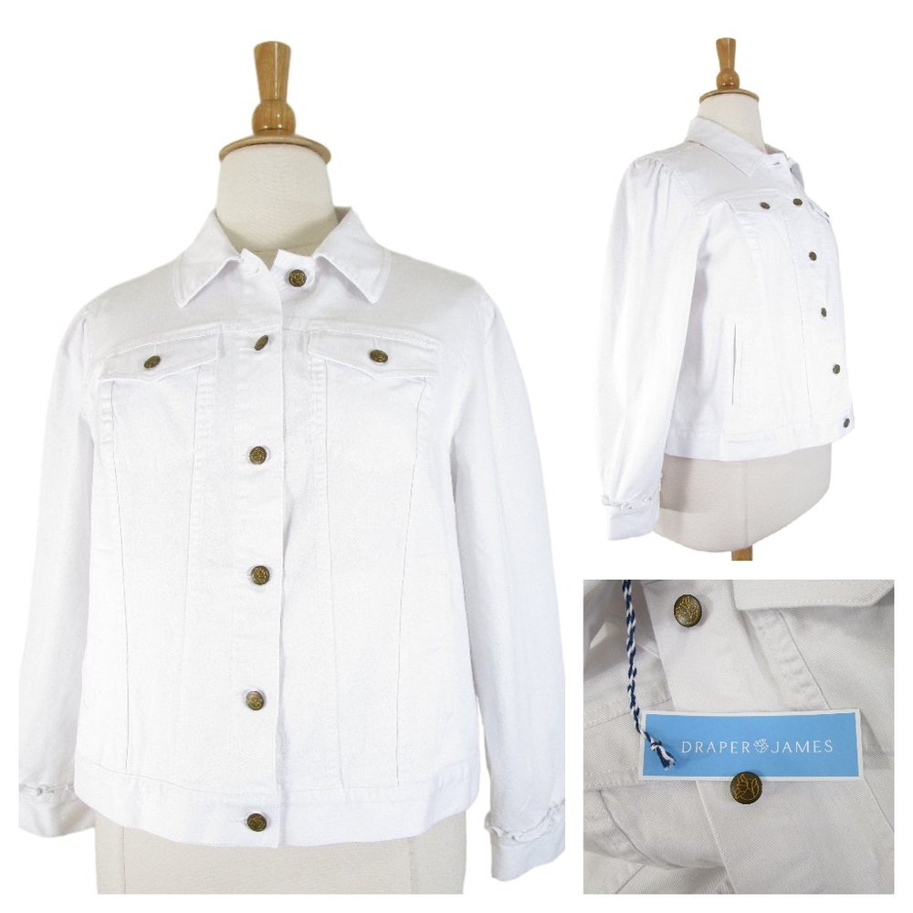 Draper James Womens Plus Size Magnolia White Denim Jacket Size 2X